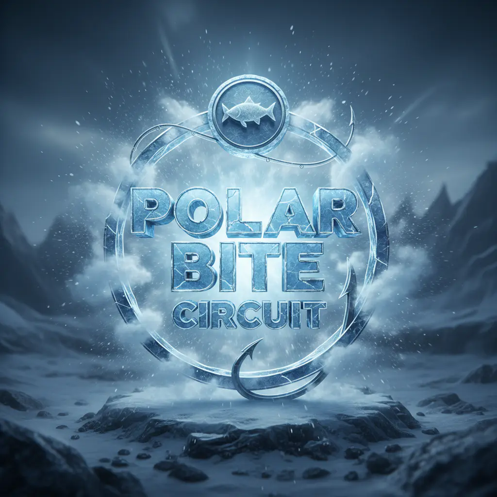 Polar Bite Circuit 3D frozen title with hook and line circle badge